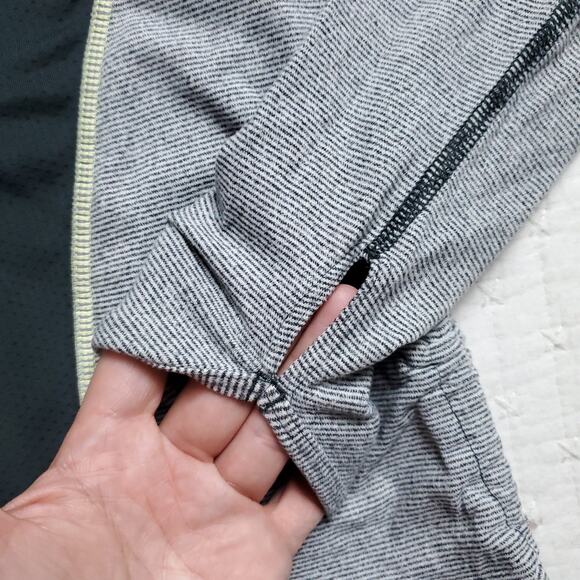 LUCY Gray Dashing Stripe Long Sleeve Ruched Side Ties Athletic Activewear Top XS - Picture 4 of 10